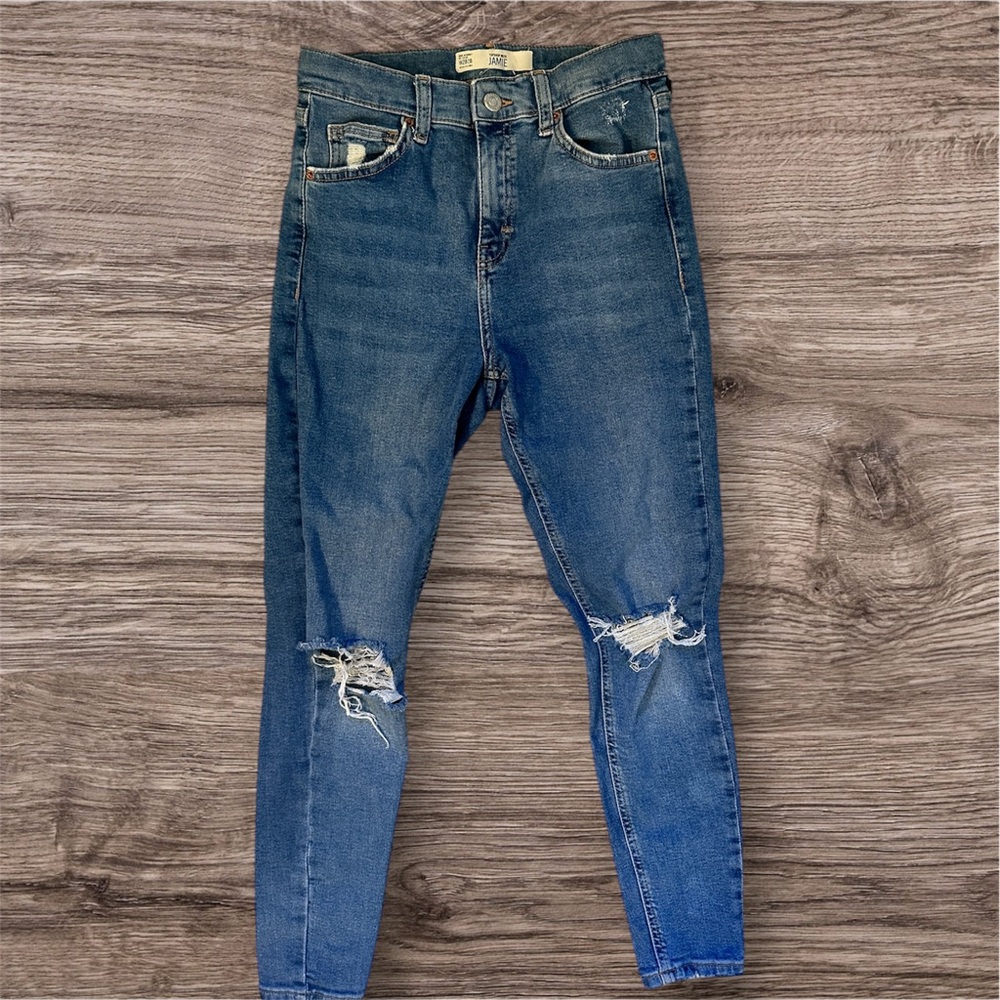 Topshop moto Jamie Blue Distressed Skinny Jeans size 28